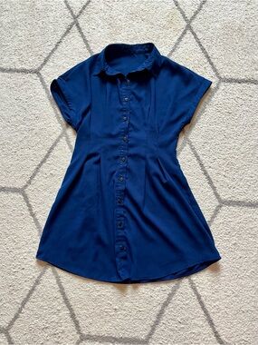 LIKE NEW Navy Button-Front Shirt Dress